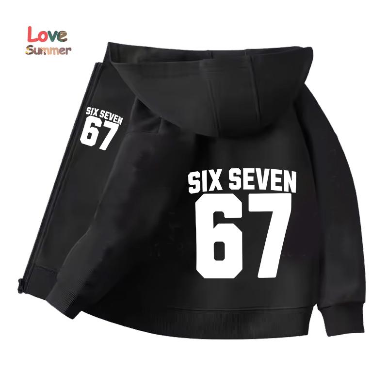 

67 Куртка зі блискавкою худі унісекс Six Seven Італійський Brainrot Харадзюку З капюшоном Весна Осінь Повсякденний Тонкий Верхній одяг Дитячий одяг Подарунок 130