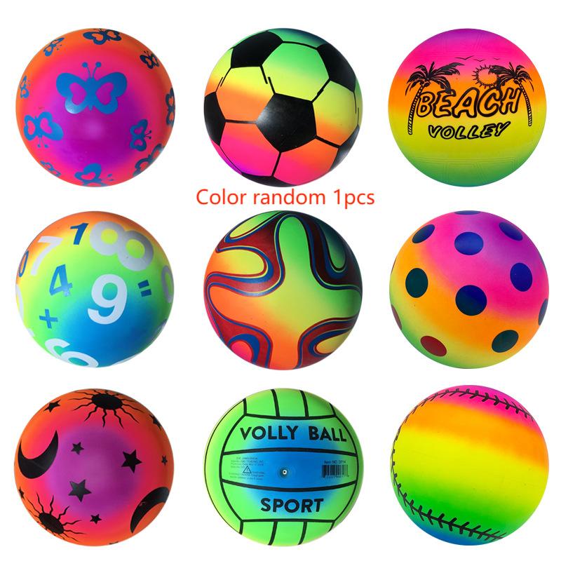 

9-дюймовый радужный мяч для игр в помещении и на открытом воздухе, надувной кожаный мяч, цветной мяч, брызгающая игрушка, водные шары для развлечений, веселье