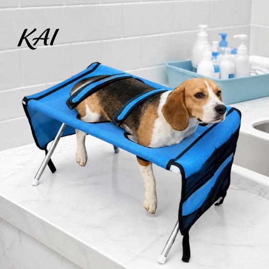 Cat Washing Mesh Platform Pet Grooming Hammock with Stand, Dog Bathing Hammock, Foldable Bath Holder for Durable Small & Medium Pets, Adjustable