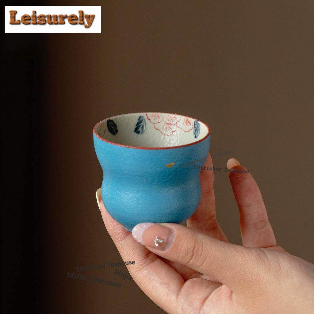 61ml Sprinkle Gold Hand-painted Flower Gourd Teacup Traditional Tea Bowl Mug Tea-tasting Personal Cup Chazhan Master Cup Craft