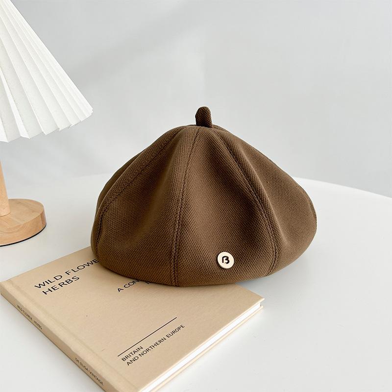 Face Small Octagonal Hat Children'S Season Uv Protection Advanced Sense Beret Retro Versatile Pumpkin Hat