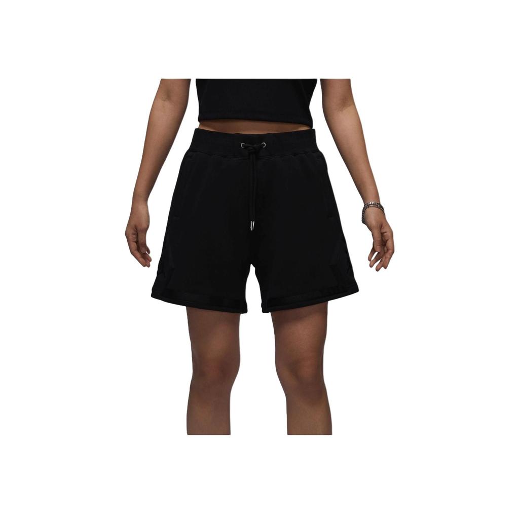 Jordan As W J Flt Flc Dmnd Short 24 Embroidered Logo Comfortable Breathable Lace-Up Casual Shorts Women Shorts Black FV7057-010