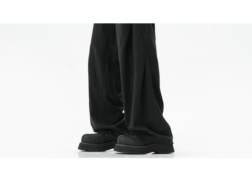 Unisex Dark Grey Paratrooper Pants - Spring/Autumn Loose Fit, Pleated, Wide-Leg Trend