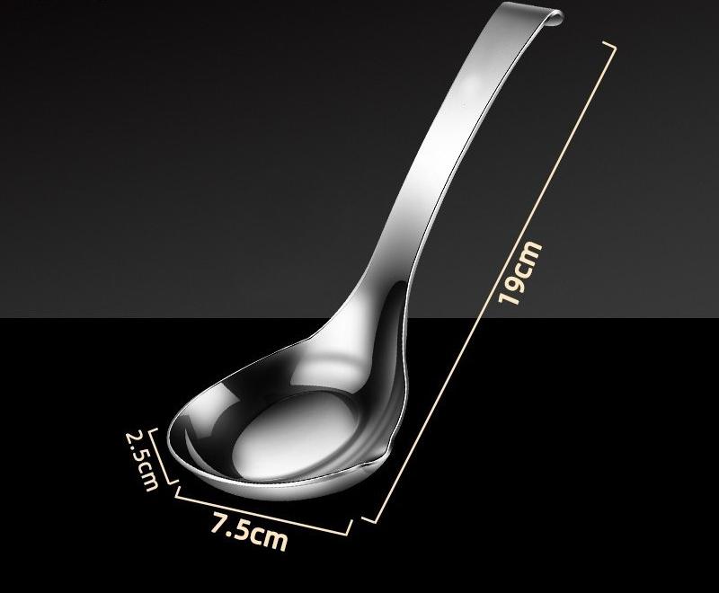 1PC Spoon Stainless Steel Deepened Spoon Household Soup with Hook Porridge Large Tableware Household Goods
