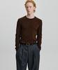 NOIRER Cotton Ribbed Slim Fit Long Sleeve T-Shirt (Brown)