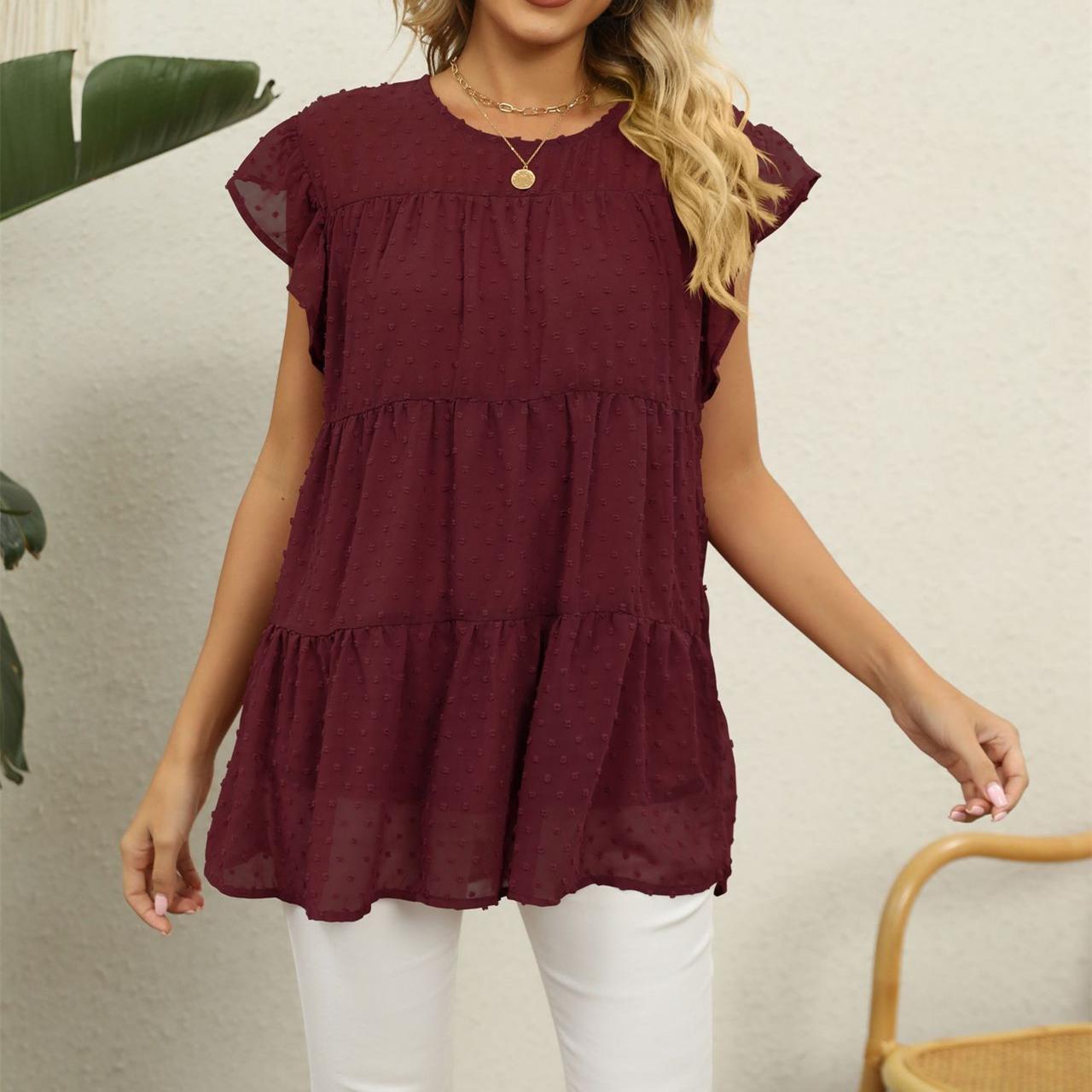 DAFIFY женские модные летние повседневные однотонные футболки и топы с короткими рукавами — фото 4