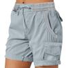 Women's Fashionable Color Pocket Drawstring Casual Work Pants With Elastic Waist And Rolled Edge Five Quarter Shorts