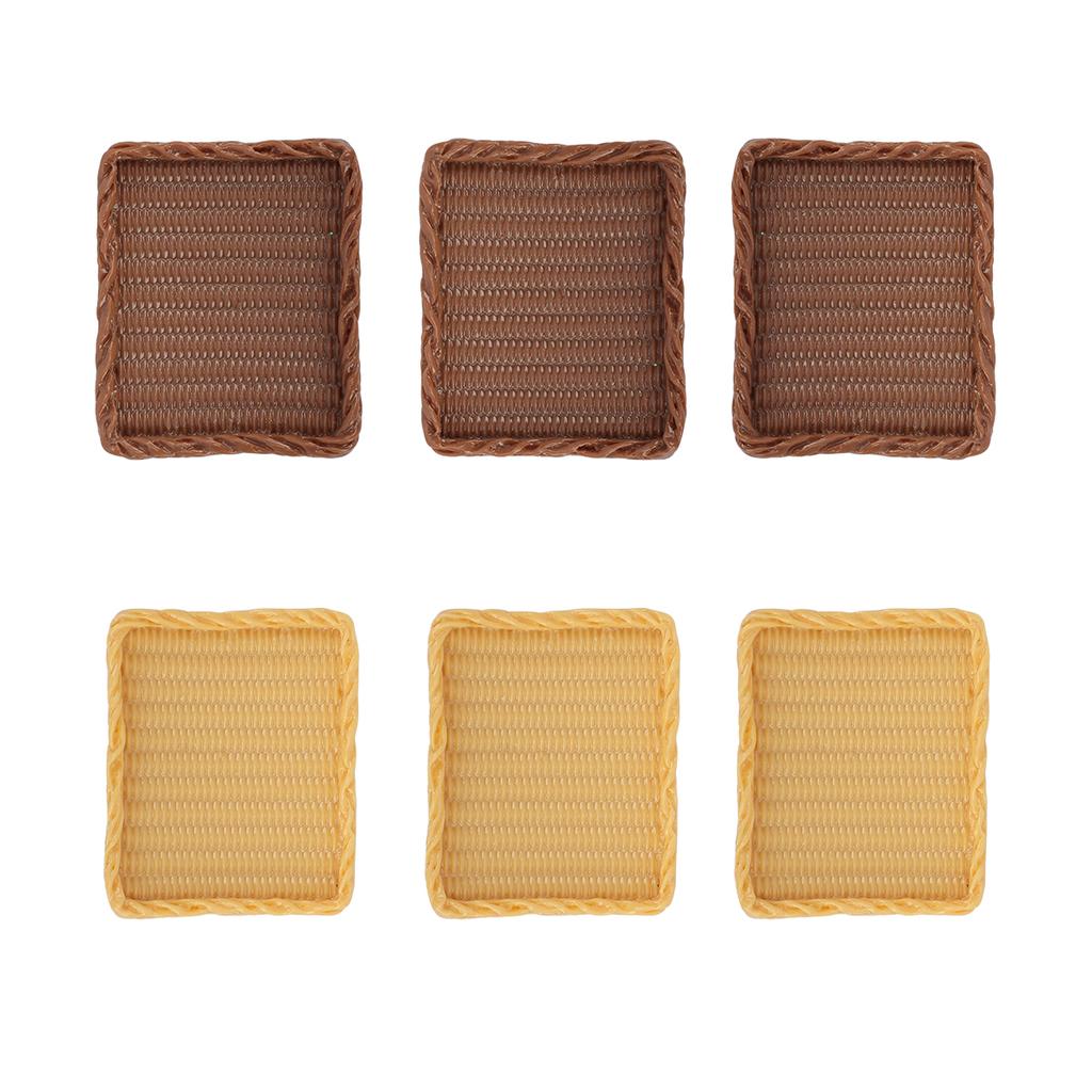 Non-Toxic 6/12/18Pcs Realistic Food Play Cream Bread And Cake Miniature Bread Basket And Tray Set Dollhouse Accessories Gift For Children