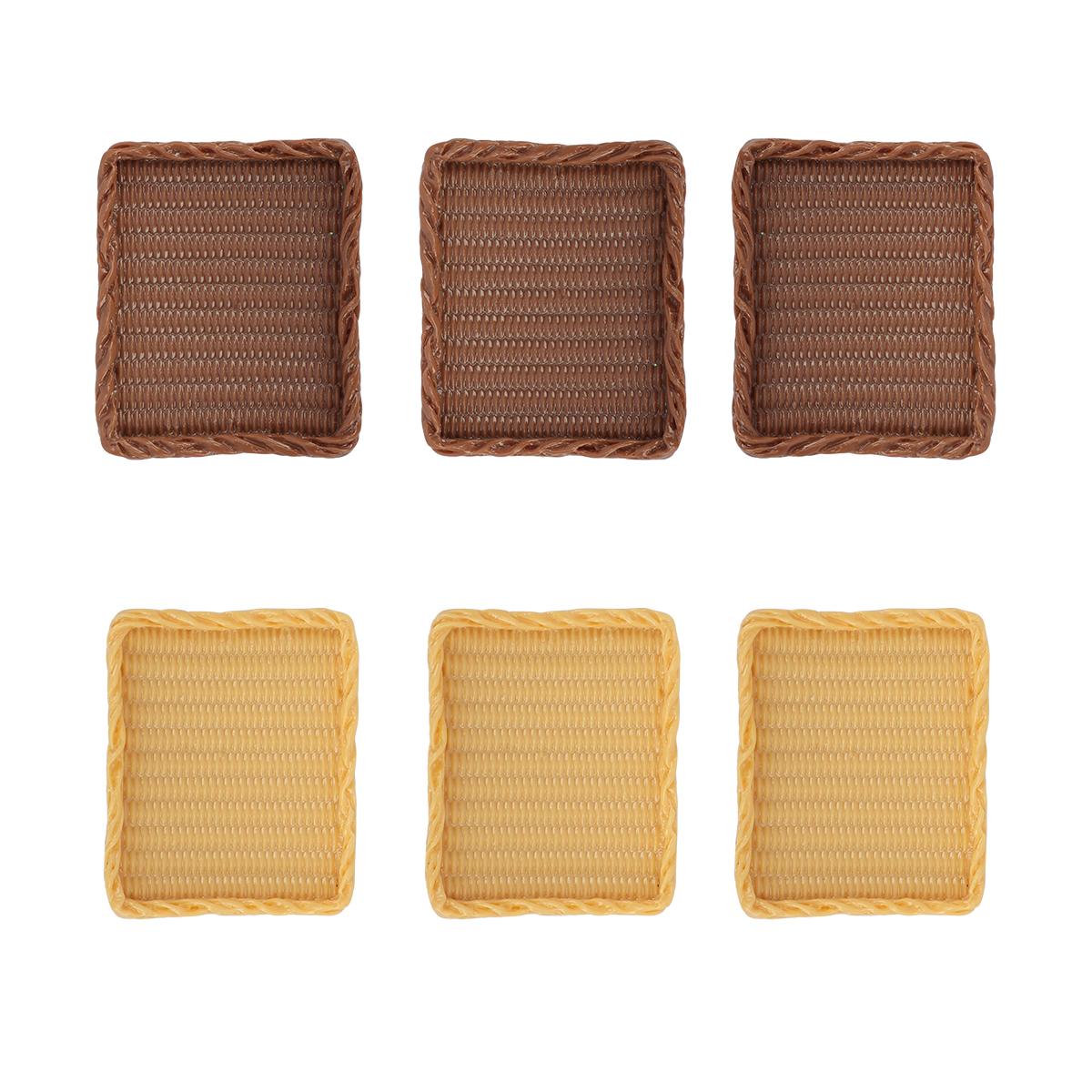 

non-toxic 6/12/18pcs Realistic Food Play Cream Bread and Cake Miniature Bread Basket and Tray Set Dollhouse Accessories Gift for children