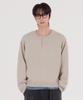 GLW [Unisex] Oversized Button Henley Neck Knit Beige