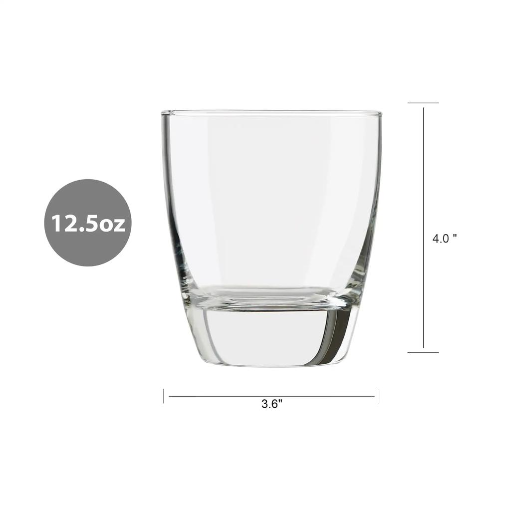 Drinking Glasses 12.5 Oz Set of 4 Beautiful Clear Glass Construction Lead Cadmium BPA Free Easy Clean Up