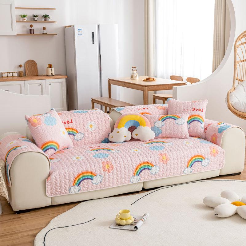 Special Fabric Cotton Sofa Cushion, Universal In All Seasons, Non-Slip, Simple Modern Pure Cotton Cover Towel, Nordic Seat Cushion