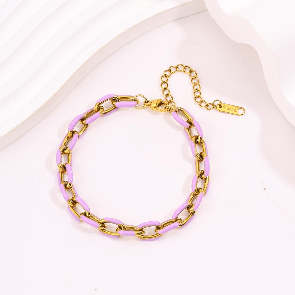 Fashion Small Fresh Enamel Bracelet, Girls' High-end Sense, Color Oil Drip Bracelet, Titanium Steel Does Not Fade, Direct Sale