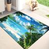Tropical Beach Ocean Area Rug Paradise Mat for Living Room Coastal Vacation Decor Palm Tree Summer Floor Covering