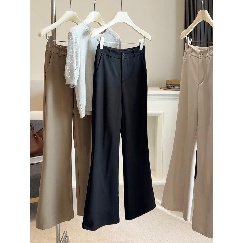 

Temperament versatile wide-leg micro-horn casual suit pants for women, new high-waisted and thin trousers in spring and autumn L чорний