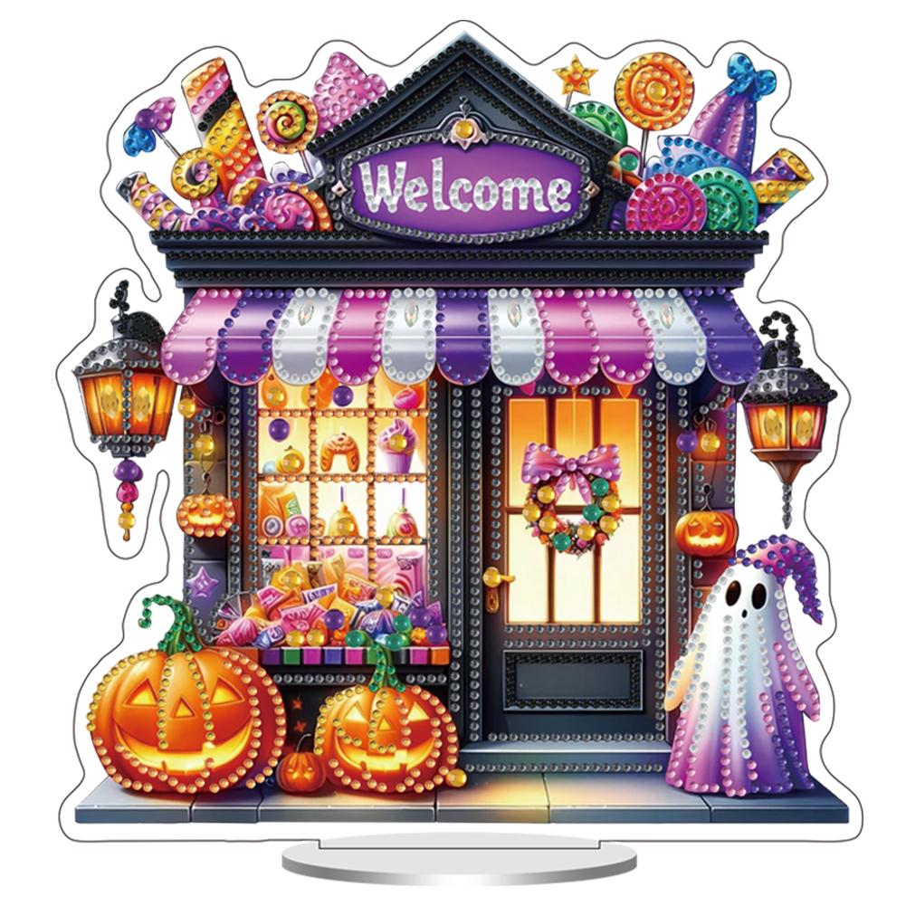 

Acrylic Halloween Diamond Painting Tabletop Ornaments Kit Table Top Diamond Painting Ornament Kits for Home Office Desktop Decor