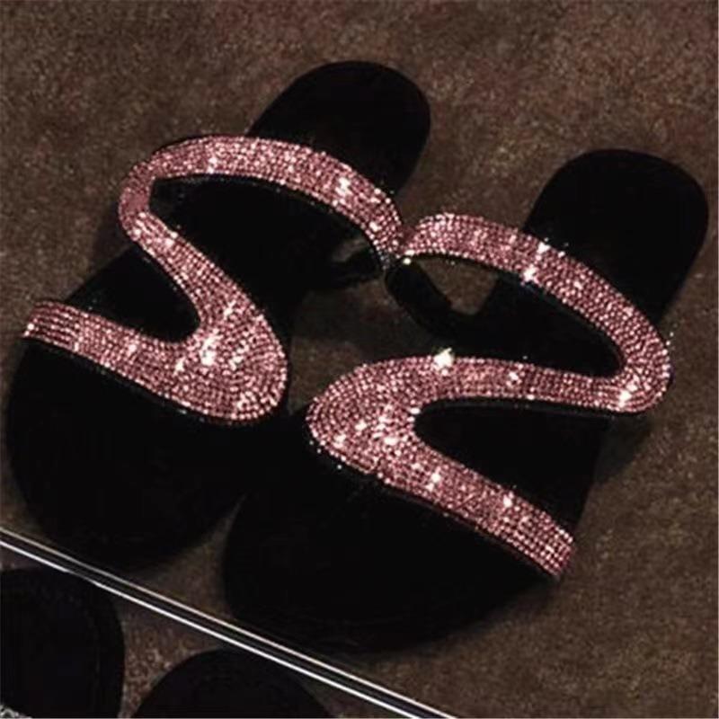 2025 Hot Sale New Women Summer Flat Bling Slippers Female Flip Flops Sandals Outdoor Beach Women Sandals Glitter Shoes for Women
