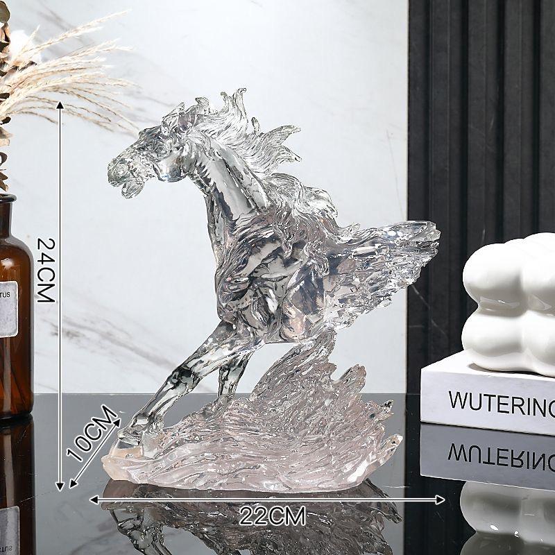 Transparent Resin Horse Statue Ornaments Home Room Cabinet Handicrafts Animal Item Office Decoration Housewarming Opening Gifts