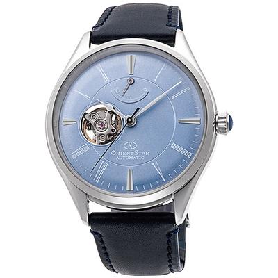 Orient Pánské RK-AT0203L (Pánský kožený klasický poloskelet) Kulaté hodinky z nerezové oceli analogové