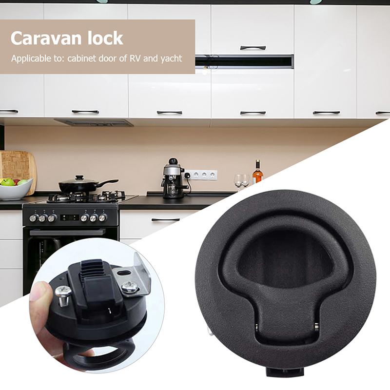 1Pc Round Flush Pull Slam Latch Cabin Flush Door Locker Mount Lift Pull Handle For Rv Yacht Marine Boat Deck Hatches Accessories