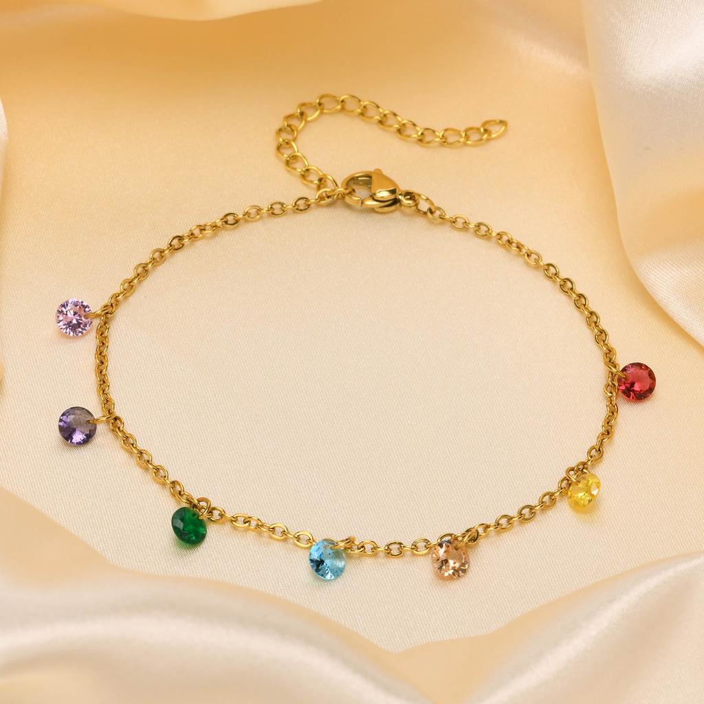 Charms Cubic Zirconia Anklet Bracelet On Leg for Women, Summer CZ Foot Chain, Elegant Delicate Beach Holiday Gift