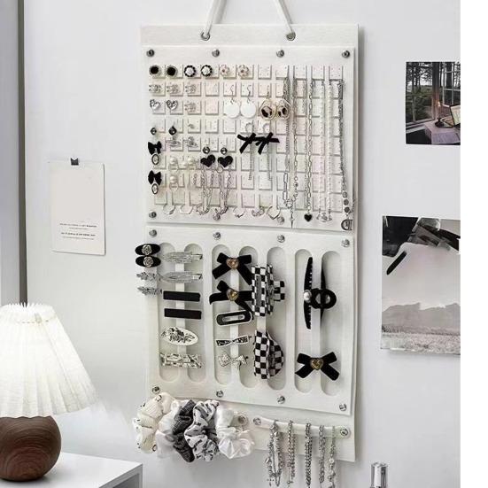Earrings Necklace Storage Hanger Large Capacity Simple Installation Multipurpose Wall-Mounted Hair Clip Hairband Holder