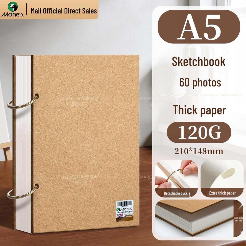 Mali Art Student A4 Thickened Cowhide Spiral Sketchbook, Blank for Hand-Painted Drawings