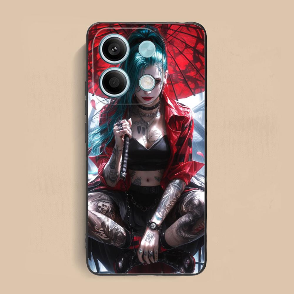 Fashion Tattoo Girl Mobile Phone Case for Xiaomi Redmi 15 14 13 12 A5 3 2 1 C Plus 4G 5G Colorful Printing Cover Pretty Cover