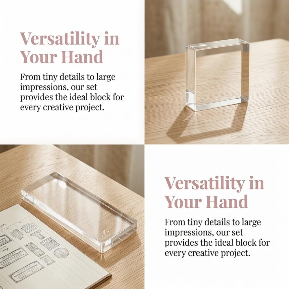 6Pcs High Transparency Acrylic Stamp Block Set DIY Non-Slip Stamp Block Set Multi-Purpose Multi-Size Set