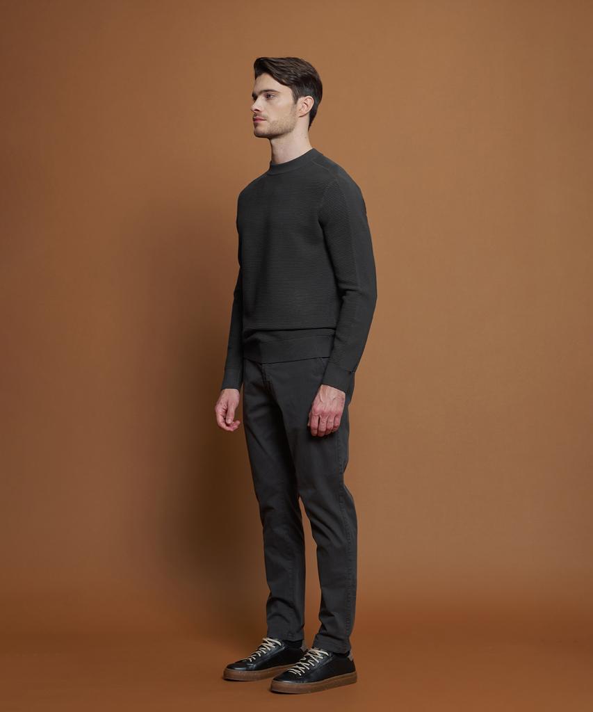 PANICALE Charcoal Ribbed Crewneck Knit