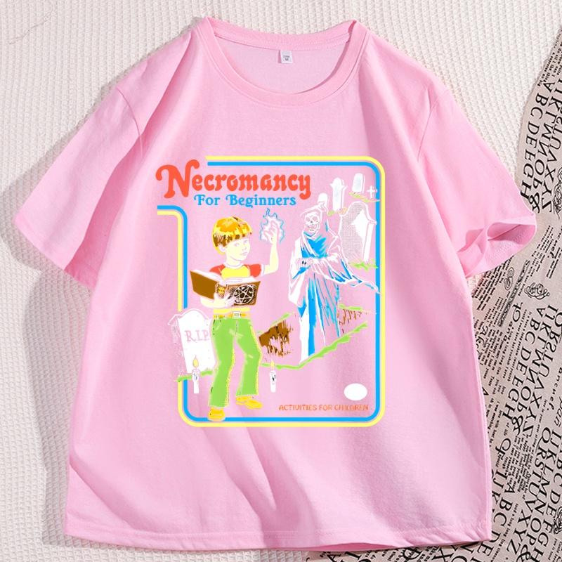 Necromancy for Beginners Activities for Children T Shirts for Man Woman Vintage Printed Tshirt Round Neck Short Sleeve Clothing