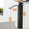 Messing/Edelstahl Badezimmer-Mischbatterie - Heiß-/Kaltwasser Flacher Auslaufhahn für Waschbecken Badewanne, Galvanisch Beschichtet Korrosionsbeständig