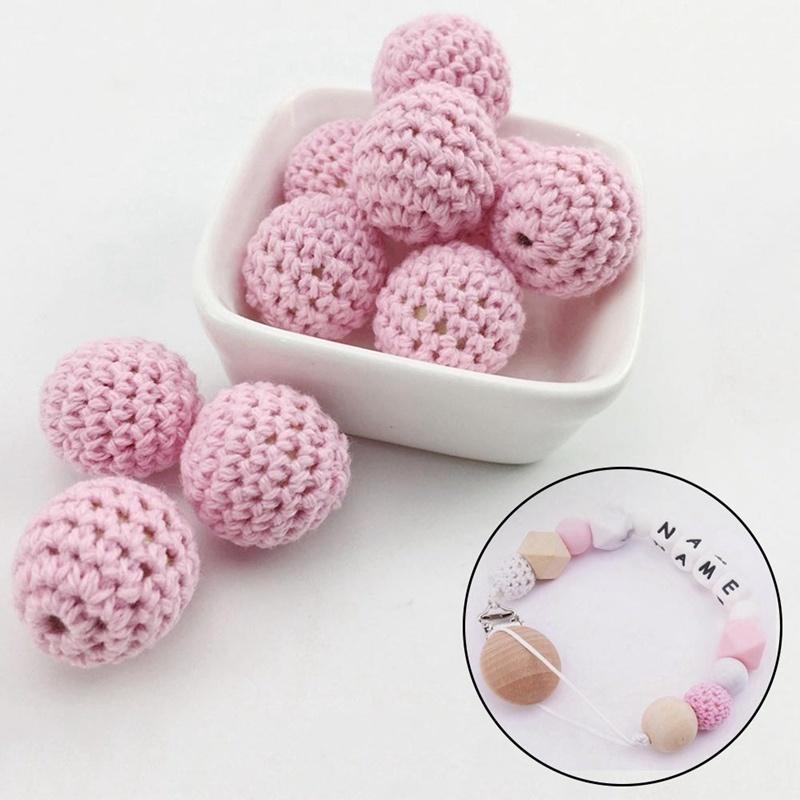 6ks 16mm/5 ks 20mm háčkované korálky Žvýkací korálky Náhrdelník na kousátka Diy Příslušenství k dudlíku Dřevěné kousátko pro miminko