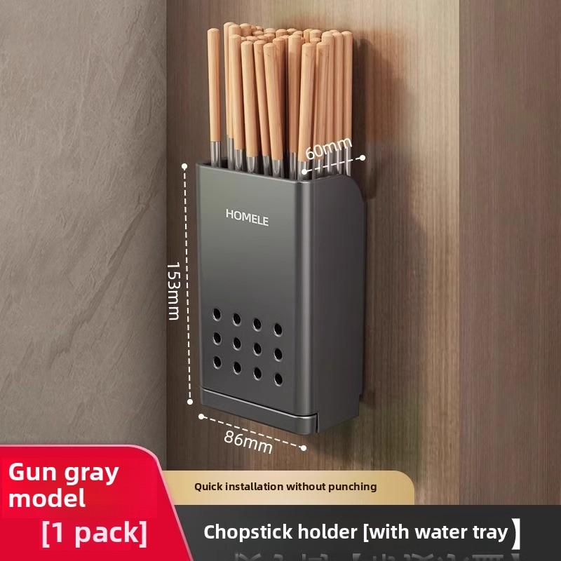 

Настенная кухонная полка для столовых приборов серый