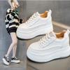 Genuine Leather Flats Casual Sneakers Women 2024 New Chunky Platform Sports Shoes Ladies High Heels Designer Tennis Thick Bottom
