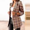 Women Autumn Blazer Lapel Cardigan Long Sleeves Double-breasted Slim Fit Warm Casual Thick