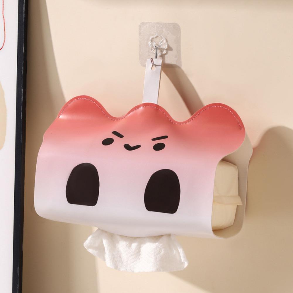 Cartoon Tissue Storage Bag PU Leather Portable Tissue Pouch Cute Napkin Dispenser  Toilet Style A