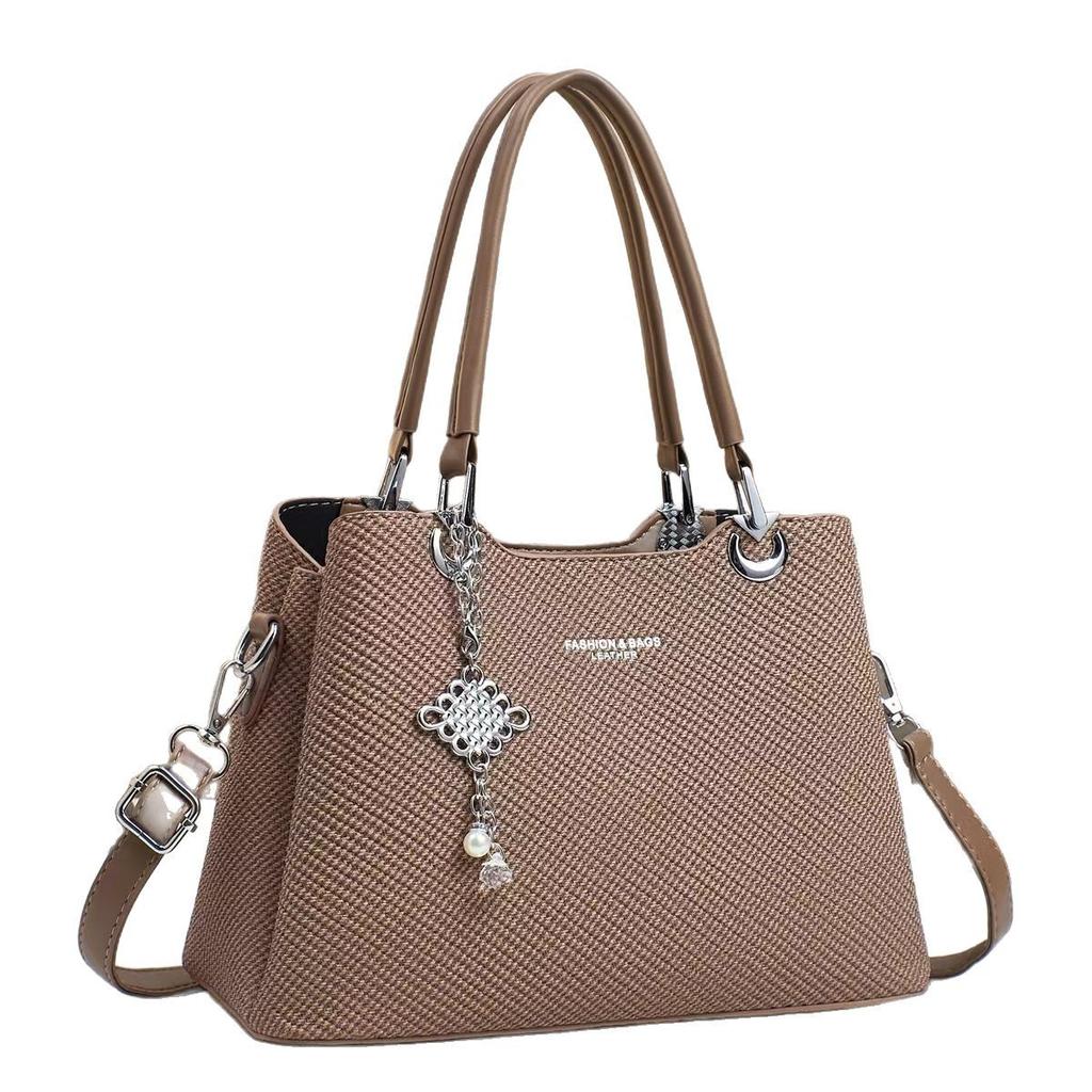 New Macaron Fashion Handbag Multi-layer Large Capacity Single Shoulder Bag Canvas Texture Crossbody Bag Woman