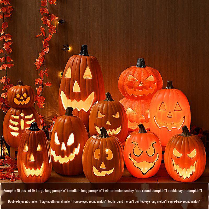 Halloween Light-Up Hollow Pumpkin Lantern for Outdoor Decor