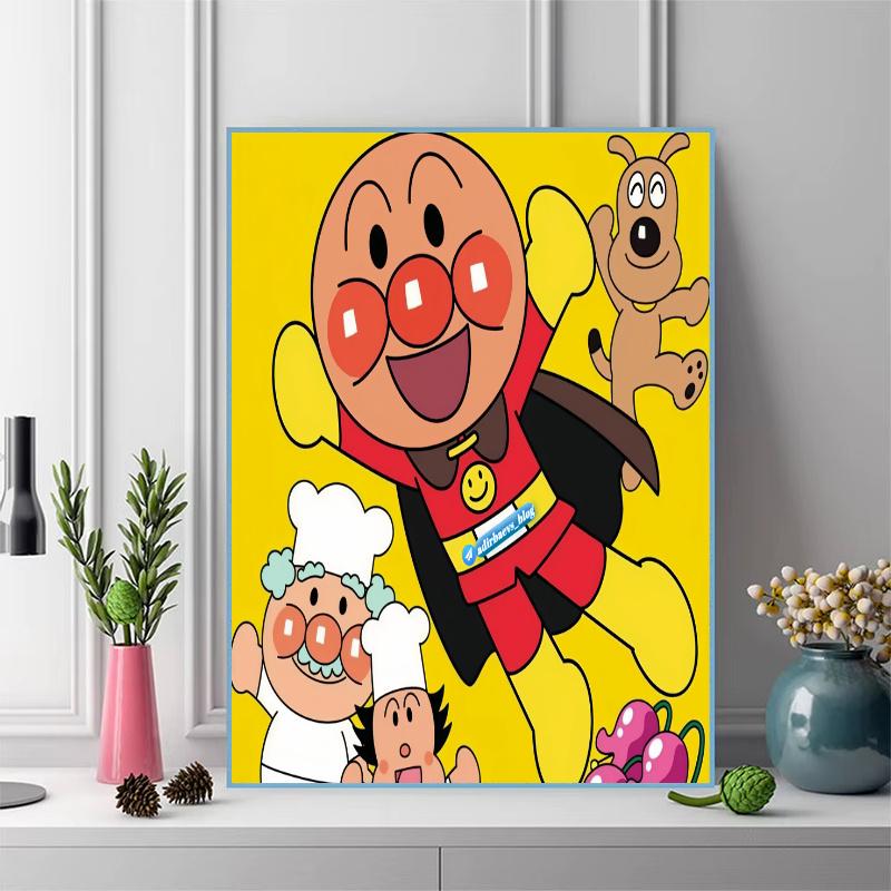 Anpanman Autumn Pattern 3pcs 100% Round Full Drill 5D DIY Diamond Painting Embroidery Cross Stitch Rhinestone Décor