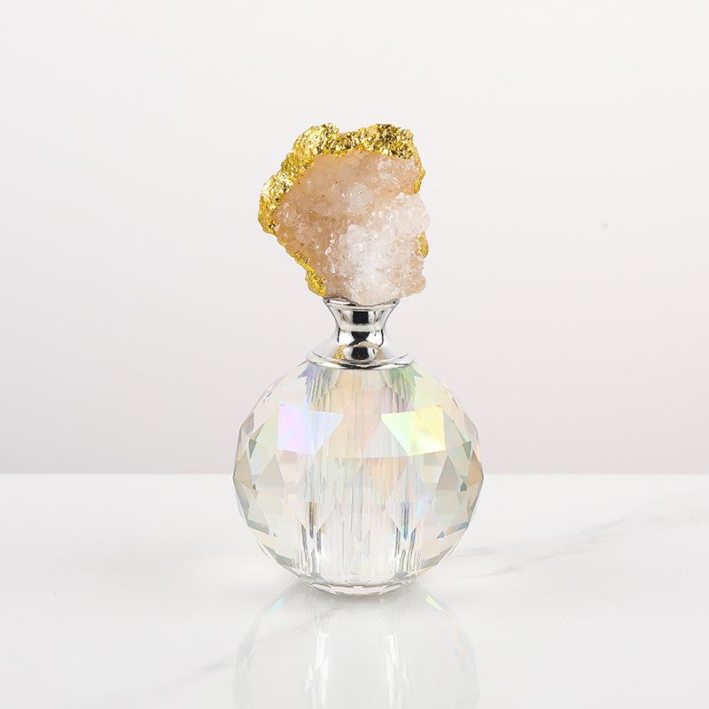 Creative Polygon Crystal Glass Perfume Bottle Amber Crystal Agate Perfume Bottle Luxury Home Decorative Jar Home Decor