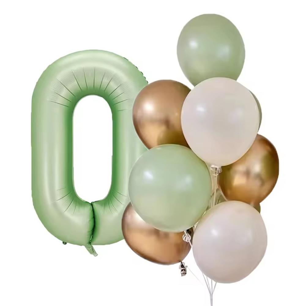 12pcs 40inch Olive Green Number 0-9 Balloon Helium Foil Digital Balloon For Kids Adult Birthday Anniversary Wedding Party Decor