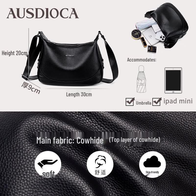 Aodi Jia 2026 Genuine Leather Versatile Shoulder Bag