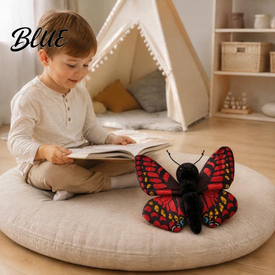 Soft Stuffed Toy Realistic 3D Butterfly Plush Toy Throw Pillow Polyester Fiber Doll Insect Animal Decor Gift for Kids Girls Home Ornament Colorful