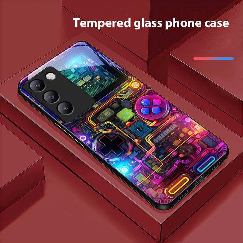 Barevný stroj pro Y72 33S 11 03 36 96 Lite 35 16 Iqoo 12 V40 SE 5G 29 40 21 30 X80 Pro Vivo Tvrzené sklo Kryt na telefon Černý