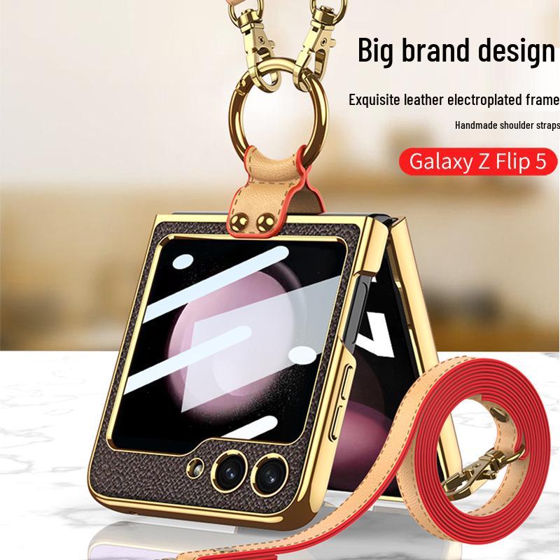 Crossbody Samsung Z Flip 5 Phone Case with Adjustable Lanyard and Strap, Hard Shell