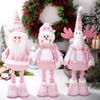 Haobei Christmas Pink Sequined Telescopic Doll Ornaments – Santa Claus, Snowman, Reindeer for Window Display