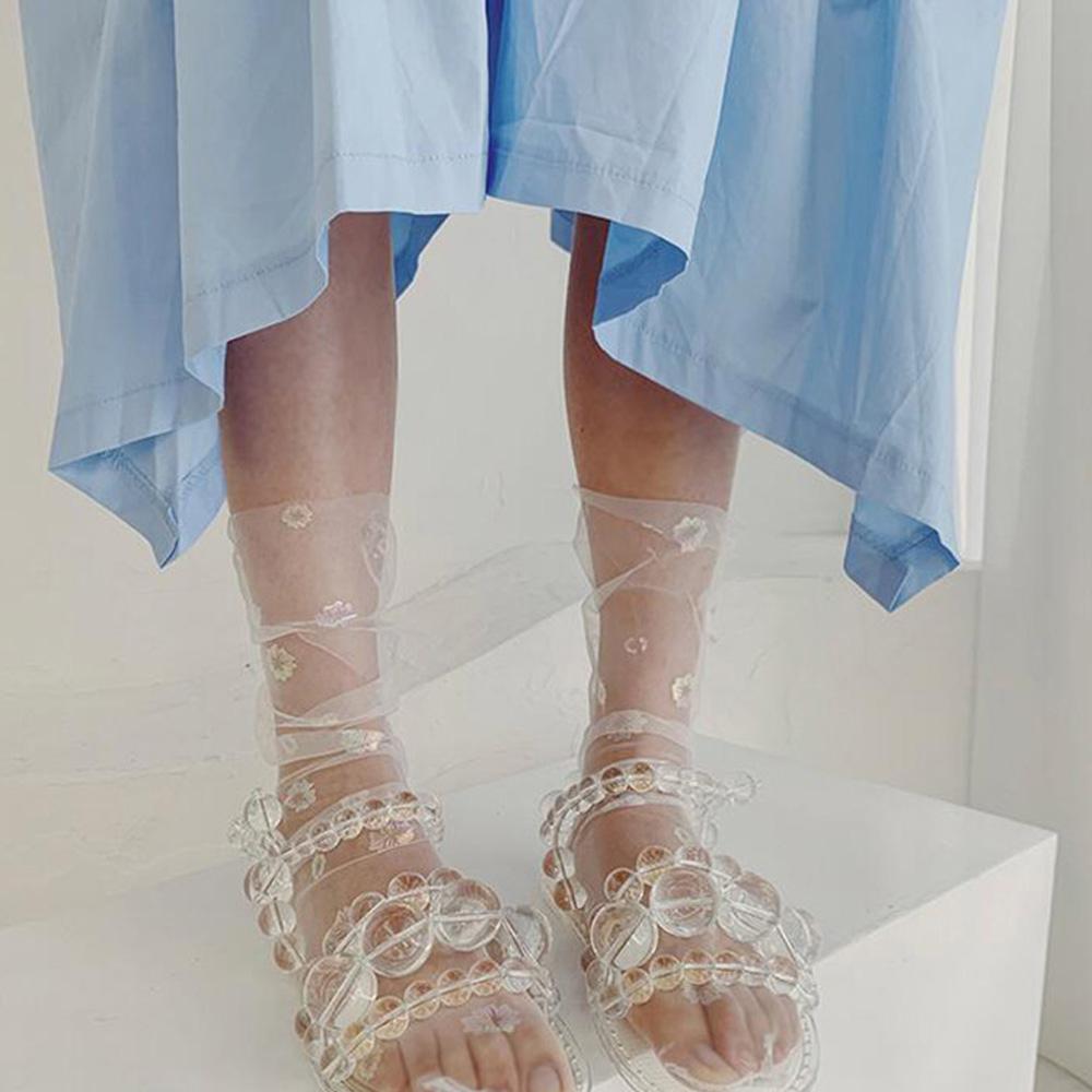 

Ultra-thin Streetwear Female Flower Fashion Shine Tulle Socks Hosiery Mesh Socks Nylon білий