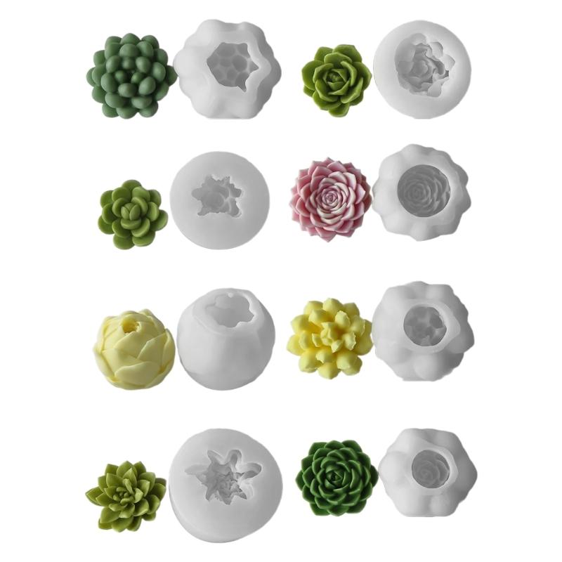 DIY Geometric Silicone Mold Succulents Shape Concrete Moulds Realistic Craft Molds Resin Moulds for Hand-Making Candle