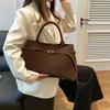 Buckle Decorative Design Solid Faux Suede Handbag Large Capacity Hasp Casual Tote Bags Premium Durable Quality